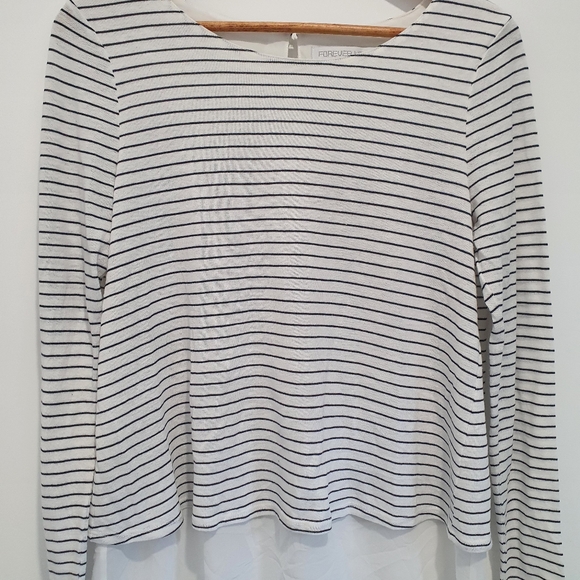 Forever New size small long sleeve striped top with sheer lining - Picture 2 of 5